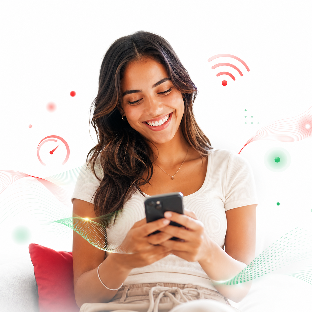 Cliente Hotlandia usando o celular com internet rápida