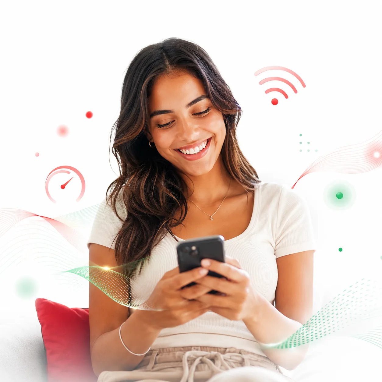 Cliente Hotlandia usando o celular com internet rápida